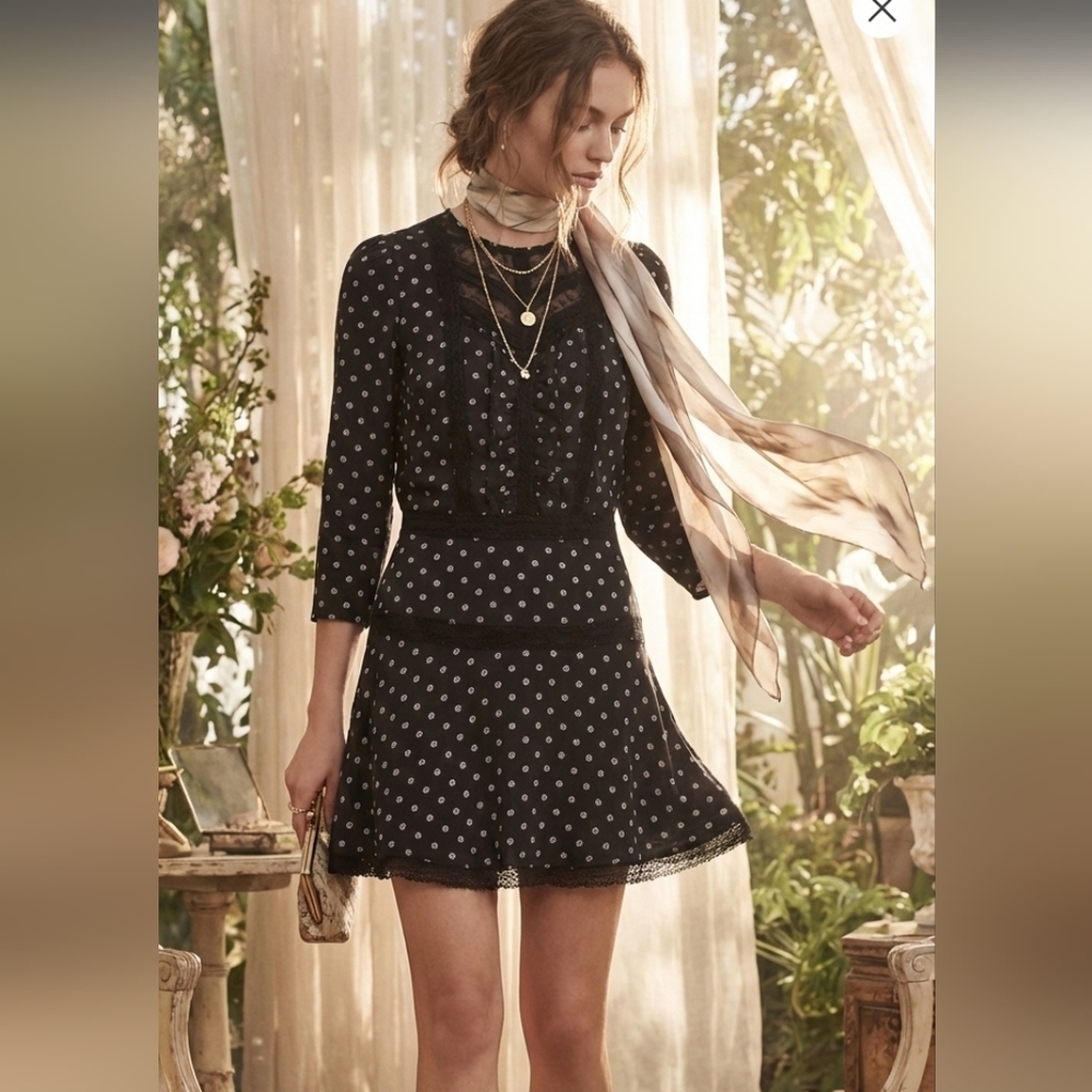 NWOT veronica beard Black SILK Y2k Whimsigoth mini dress 4